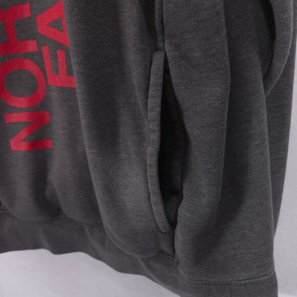 The North Face Hoodie Mens Large Gray Red Big Logo Outdoor Long Sleeve Pullover - Picture 4 of 11